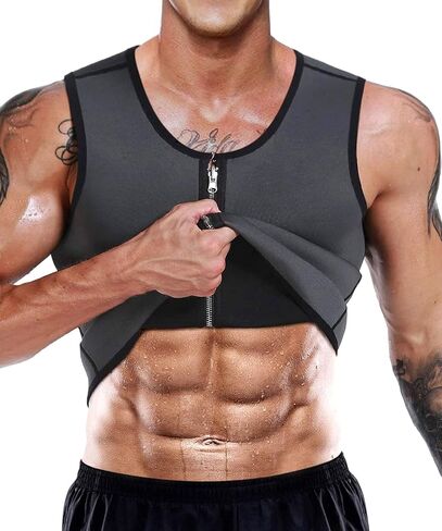 NonEcho Men Sauna Vest Hot Sweat Waist Trainer Corset Neoprene Tank Top Shapewear Slimming Shirt Workout Suit in Saudi Arabia