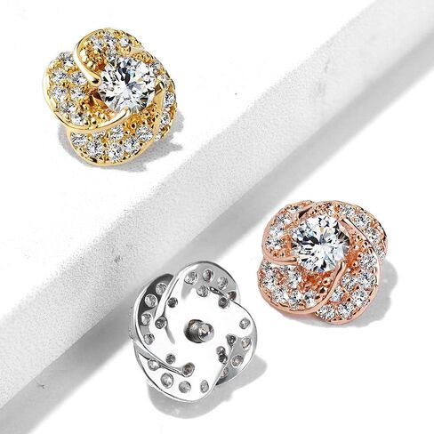 FIFTH CUE 14G CZ Paved & Round CZ Center Rose Blossom 316L Surgical Steel Internally Threaded Dermal Anchor Top in Saudi Arabia