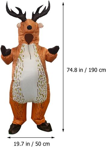 PRETYZOOM Inflatable Reindeer Costume Funny Blow Up Xmas Party Fat Suit Christmas Inflatable Costume Deer Cosplay Fancy Dress Jumpsuit Outfit for Christmas Halloween Decor in Saudi Arabia