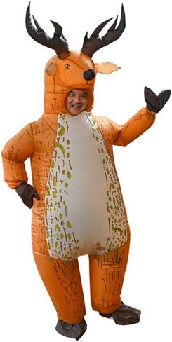 PRETYZOOM Inflatable Reindeer Costume Funny Blow Up Xmas Party Fat Suit Christmas Inflatable Costume Deer Cosplay Fancy Dress Jumpsuit Outfit for Christmas Halloween Decor in Saudi Arabia