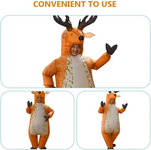 PRETYZOOM Inflatable Reindeer Costume Funny Blow Up Xmas Party Fat Suit Christmas Inflatable Costume Deer Cosplay Fancy Dress Jumpsuit Outfit for Christmas Halloween Decor in Saudi Arabia