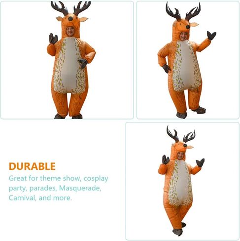 PRETYZOOM Inflatable Reindeer Costume Funny Blow Up Xmas Party Fat Suit Christmas Inflatable Costume Deer Cosplay Fancy Dress Jumpsuit Outfit for Christmas Halloween Decor in Saudi Arabia