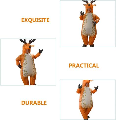 PRETYZOOM Inflatable Reindeer Costume Funny Blow Up Xmas Party Fat Suit Christmas Inflatable Costume Deer Cosplay Fancy Dress Jumpsuit Outfit for Christmas Halloween Decor in Saudi Arabia