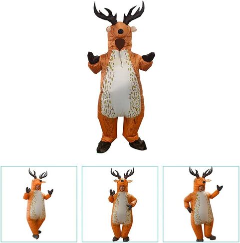 PRETYZOOM Inflatable Reindeer Costume Funny Blow Up Xmas Party Fat Suit Christmas Inflatable Costume Deer Cosplay Fancy Dress Jumpsuit Outfit for Christmas Halloween Decor in Saudi Arabia