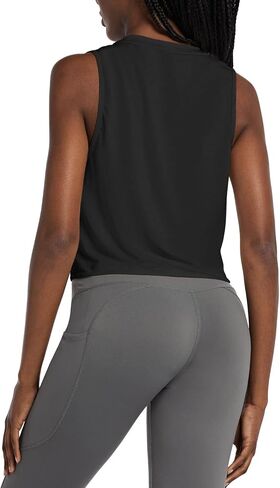 BALEAF Workout Tops for Women Crop Tank Top Quick Dry Athletic Gym Exercise Sleeveless Shirts Muscle Yoga Loose Fit 2-Pack Black M in Saudi Arabia