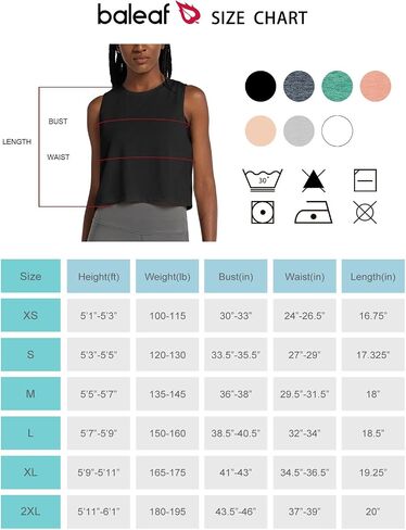 BALEAF Workout Tops for Women Crop Tank Top Quick Dry Athletic Gym Exercise Sleeveless Shirts Muscle Yoga Loose Fit 2-Pack Black M in Saudi Arabia