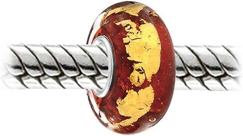 Bling Jewelry Murano Glass .925 Sterling Silver Core Red Green Purple Blue Translucent Gold Foil Metallic Spacer Charm Bead Fits European Bracelet For Women Teen in Saudi Arabia