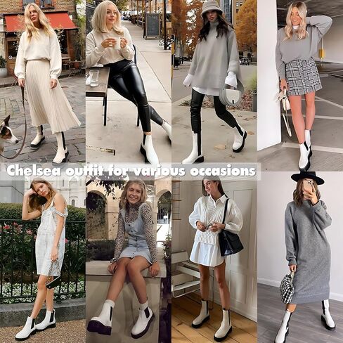 YETIER Women's Chelsea Ankle Boots Elastic Slip on Chucky Heel Comfortable Booties Mid Calf Combat Booties in Saudi Arabia