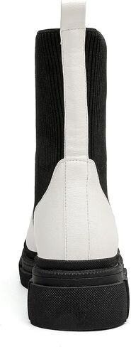 YETIER Women's Chelsea Ankle Boots Elastic Slip on Chucky Heel Comfortable Booties Mid Calf Combat Booties in Saudi Arabia
