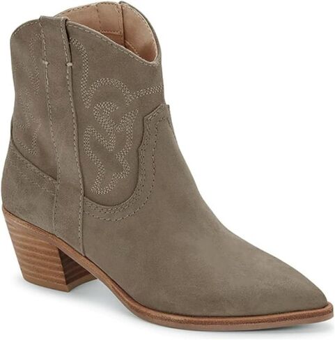 Coutgo Women's Cowgirl Western Ankle Boots Pointed Toe Chunky Heel Stitching Cowboy Booties in Saudi Arabia