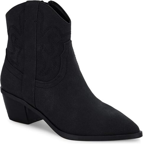 Coutgo Women's Cowgirl Western Ankle Boots Pointed Toe Chunky Heel Stitching Cowboy Booties in Saudi Arabia