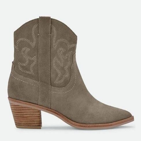 Coutgo Women's Cowgirl Western Ankle Boots Pointed Toe Chunky Heel Stitching Cowboy Booties in Saudi Arabia