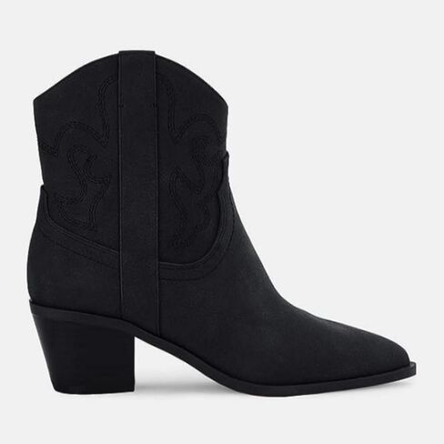 Coutgo Women's Cowgirl Western Ankle Boots Pointed Toe Chunky Heel Stitching Cowboy Booties in Saudi Arabia