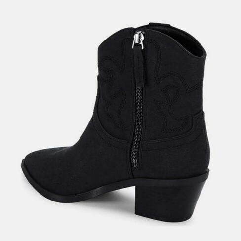 Coutgo Women's Cowgirl Western Ankle Boots Pointed Toe Chunky Heel Stitching Cowboy Booties in Saudi Arabia