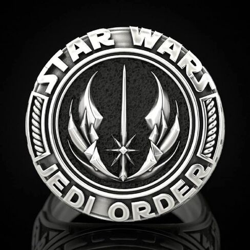 خاتم رمز جيدي للرجال، خاتم Master Jedi Signet رمز ماندالوريان Jedi Order Galactic Empire Rebel Alliance الجمجمة رمز خواتم مجوهرات كلاسيكية إكسسوارات مثالية لعيد الأب in Kuwait