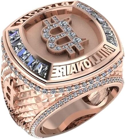 MayiaHey Bitcoin Ring, Bitcoin Sign Ring for Men, Rose Gold Bitcoin Symbol Ring Bitcoin Jewelry, Iced Out Bitcoin Money Ring Hip Hop Bitcoin Band Ring Rapper Punk Rock Bitcoin Ring for Boys in Saudi Arabia