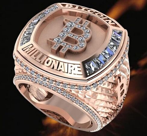MayiaHey Bitcoin Ring, Bitcoin Sign Ring for Men, Rose Gold Bitcoin Symbol Ring Bitcoin Jewelry, Iced Out Bitcoin Money Ring Hip Hop Bitcoin Band Ring Rapper Punk Rock Bitcoin Ring for Boys in Saudi Arabia