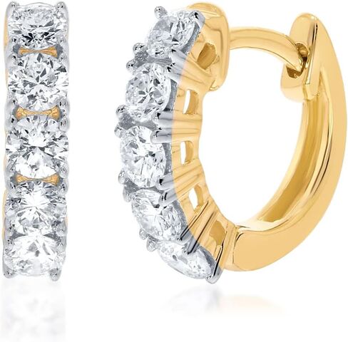 أقراط لا جويا لاب جرون هوجي هوب الماسية الصغيرة | طوق من الألماس والذهب الأصفر المطلي بالفضة الإسترليني | هدية مجوهرات الماس المثالية in Kuwait