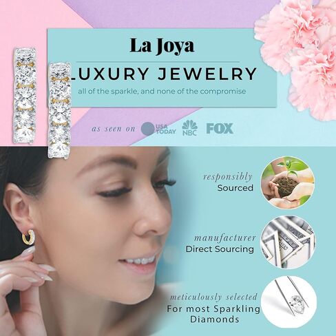 أقراط لا جويا لاب جرون هوجي هوب الماسية الصغيرة | طوق من الألماس والذهب الأصفر المطلي بالفضة الإسترليني | هدية مجوهرات الماس المثالية in Kuwait