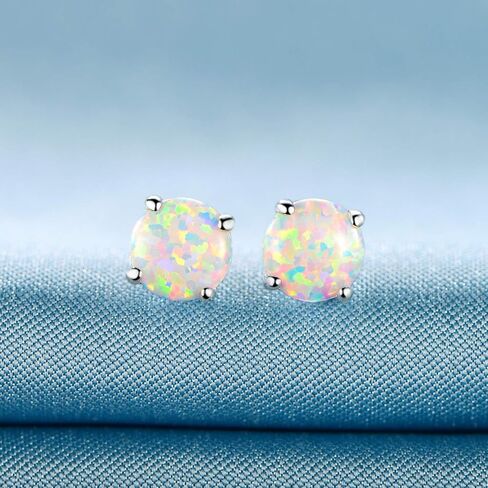 GEMSME 10K الصلبة الأصفر/الأبيض/الوردي الذهب 6.00 مللي متر جولة النار أوبال أقراط هيبوالرجينيك هدية مجوهرات للنساء in Kuwait