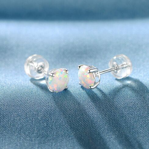 GEMSME 10K Solid Yellow/White/Rose Gold 6.00mm Round Fire Opal Stud Earrings Hypoallergenic Gift Jewelry for Women in Saudi Arabia