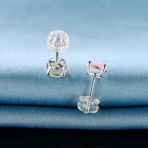 GEMSME 10K Solid Yellow/White/Rose Gold 6.00mm Round Fire Opal Stud Earrings Hypoallergenic Gift Jewelry for Women in Saudi Arabia