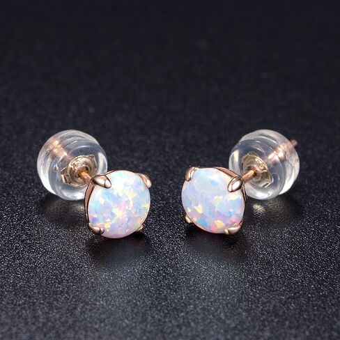 GEMSME 10K Solid Yellow/White/Rose Gold 6.00mm Round Fire Opal Stud Earrings Hypoallergenic Gift Jewelry for Women in Saudi Arabia