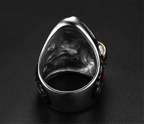 Men's Stainless Steel Gemini Ghost Double Skull Head Ring Cool Biker Jewelry in Saudi Arabia