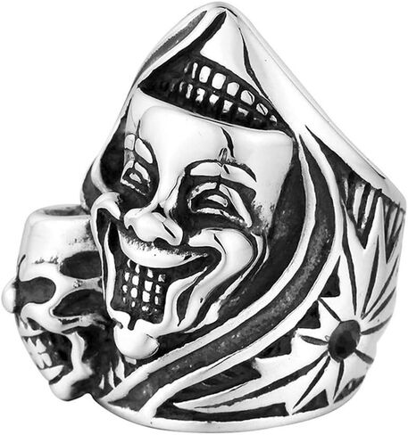 Men's Stainless Steel Gemini Ghost Double Skull Head Ring Cool Biker Jewelry in Saudi Arabia