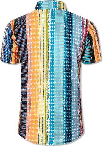 QZH.DUAO Mens 70s Disco Party Shirts Casual Paisley Button Down Shirt Vintage Floral Hawaiian Beach Short Sleeve Shirt in Saudi Arabia