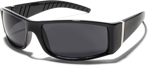 نظارة شمسية اولد سكول او جي بتصميم رفيع مسطح مستطيل الشكل من شادي في يو، لون اسود، مقاس L, أسود, L in Kuwait