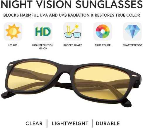 VITENZI Night Vision Glasses for Men and Women Anti Glare Safety for Night Day Driving HD Yellow Tinted Sunglasses Prato in Saudi Arabia