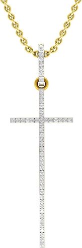 Dazzlingrock Collection Round White Diamond Cross Pendant for Women with 18 inch Chain (0.09 ctw, Color I-J, Clarity I1-I3) in Gold in Saudi Arabia