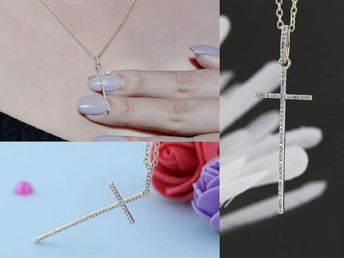 Dazzlingrock Collection Round White Diamond Cross Pendant for Women with 18 inch Chain (0.09 ctw, Color I-J, Clarity I1-I3) in Gold in Saudi Arabia