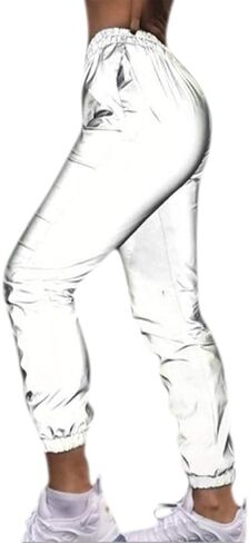 AIBEARTY Women Reflective Pants Casual Dance Sport Track Trouser Sweatpants Jogger Pants Party Festival Rave Outfit in Saudi Arabia