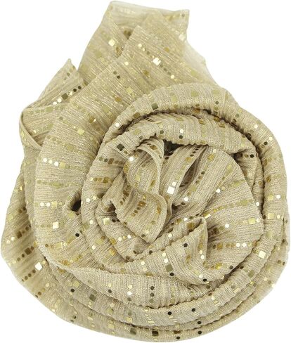 RARITYUS Women Soft Chiffon Glitter Sequin Long Scarf Fashion Muslim Hijab Shawl Head Wrap Turban in Saudi Arabia