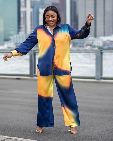The Drop Women's Multi Ombre Print Wide Leg Pants by @kélawalker in Saudi Arabia