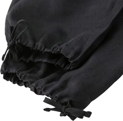 Amazhiyu Womens Pure Linen Casual High Waist Pencil Drawstring Pants with Pockets in Saudi Arabia