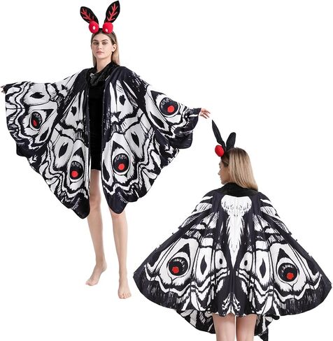 AIYOUYIYA 𝗠𝗼𝘁𝗵𝗺𝗮𝗻 𝗖𝗼𝘀𝘁𝘂𝗺𝗲 𝗠𝗼𝘁𝗵 𝗕𝘂𝘁𝘁𝗲𝗿𝗳𝗹𝘆 𝗪𝗶𝗻𝗴𝘀 Cape Adult with Headband Halloween Party in Kuwait