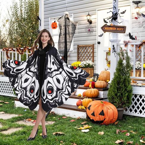 AIYOUYIYA 𝗠𝗼𝘁𝗵𝗺𝗮𝗻 𝗖𝗼𝘀𝘁𝘂𝗺𝗲 𝗠𝗼𝘁𝗵 𝗕𝘂𝘁𝘁𝗲𝗿𝗳𝗹𝘆 𝗪𝗶𝗻𝗴𝘀 Cape Adult with Headband Halloween Party in Kuwait