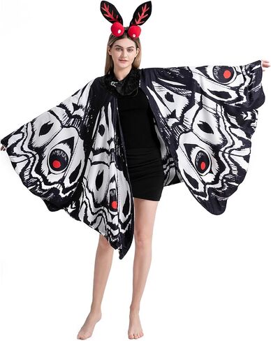 AIYOUYIYA 𝗠𝗼𝘁𝗵𝗺𝗮𝗻 𝗖𝗼𝘀𝘁𝘂𝗺𝗲 𝗠𝗼𝘁𝗵 𝗕𝘂𝘁𝘁𝗲𝗿𝗳𝗹𝘆 𝗪𝗶𝗻𝗴𝘀 Cape Adult with Headband Halloween Party in Kuwait