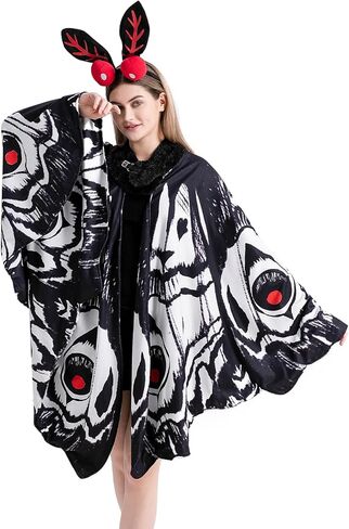 AIYOUYIYA 𝗠𝗼𝘁𝗵𝗺𝗮𝗻 𝗖𝗼𝘀𝘁𝘂𝗺𝗲 𝗠𝗼𝘁𝗵 𝗕𝘂𝘁𝘁𝗲𝗿𝗳𝗹𝘆 𝗪𝗶𝗻𝗴𝘀 Cape Adult with Headband Halloween Party in Kuwait