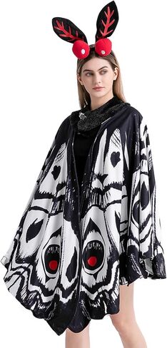 AIYOUYIYA 𝗠𝗼𝘁𝗵𝗺𝗮𝗻 𝗖𝗼𝘀𝘁𝘂𝗺𝗲 𝗠𝗼𝘁𝗵 𝗕𝘂𝘁𝘁𝗲𝗿𝗳𝗹𝘆 𝗪𝗶𝗻𝗴𝘀 Cape Adult with Headband Halloween Party in Kuwait