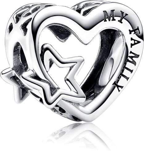 925 Sterling Silver Charms Bracelet Necklace Roses Forever Love Infinity Heart Family Charm Sparkling Star Clip Pendant Beads Jewellery Gift for Women Girls at Christmas,Birthday in Kuwait