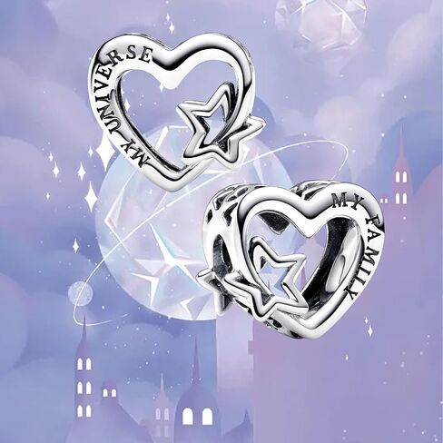 925 Sterling Silver Charms Bracelet Necklace Roses Forever Love Infinity Heart Family Charm Sparkling Star Clip Pendant Beads Jewellery Gift for Women Girls at Christmas,Birthday in Kuwait