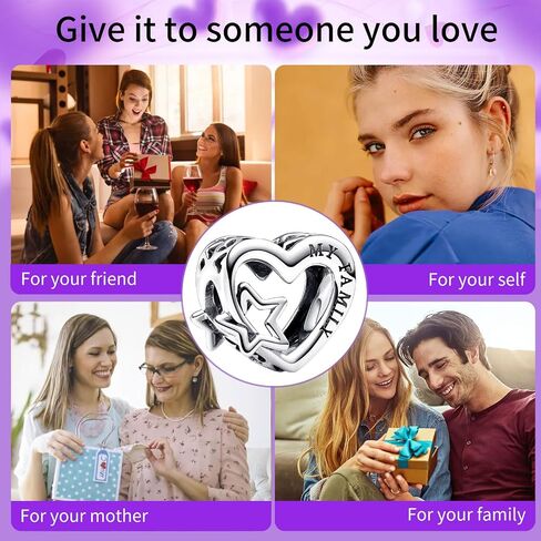 925 Sterling Silver Charms Bracelet Necklace Roses Forever Love Infinity Heart Family Charm Sparkling Star Clip Pendant Beads Jewellery Gift for Women Girls at Christmas,Birthday in Kuwait