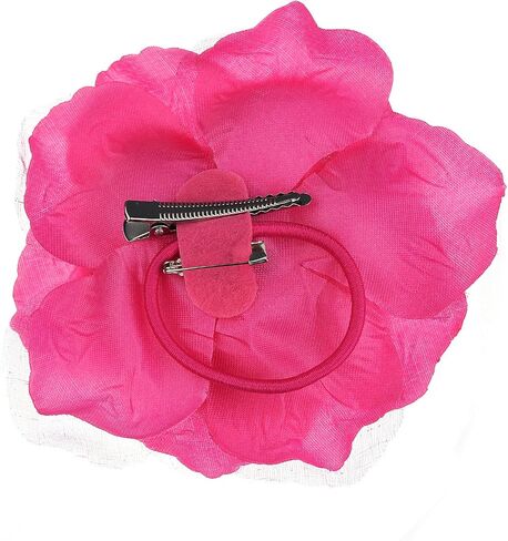 Women's Multifunction Rose Flower Sheer Petal Brooch Pin Hair Tie Clip in Saudi Arabia