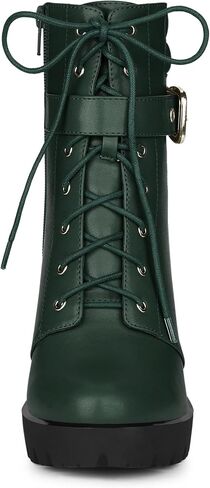 Allegra K Women's Platform Ankle Boots Lace Up Block Heels Combat Boots in Saudi Arabia
