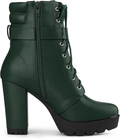 Allegra K Women's Platform Ankle Boots Lace Up Block Heels Combat Boots in Saudi Arabia