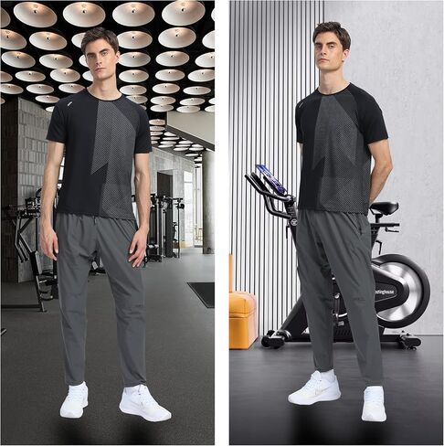 Men's Short Sleeve Quick Dry Athletic Crewneck T-Shirt Golf Tennis Running Gym Tee Tops in Kuwait